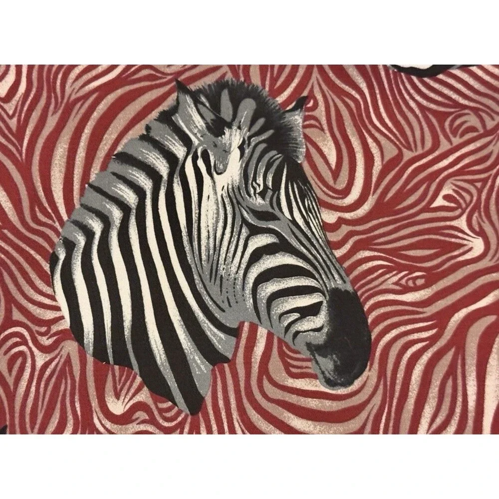 Vintage Fabric Dizzy Zebra Print 49.5”x37” white Black red